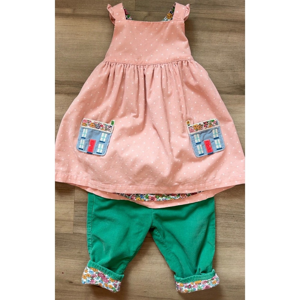 Baby Boden 2 Piece Corduroy Dress & Pant set Whimsical Cottagecore 12-18 Months
